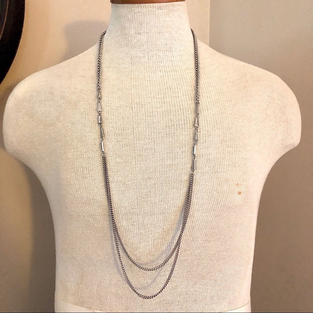 New Lia Sophia Necklace “Hype” matte silver chain with cut crystal detailing - Picture 1 of 10